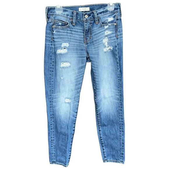 Abercrombie & Fitch Curve Love Ankle Skinny Jeans Sz 0 Casual Distressed Grunge - Picture 1 of 8